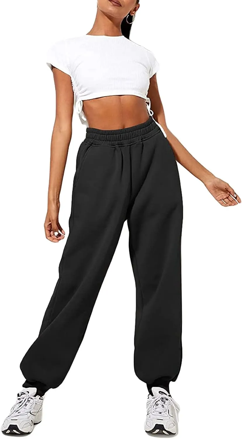 Women's Joggers Sweatpants High Waist Sporty Gym Athletic Fit Jogger Pants Trousers with Pockets