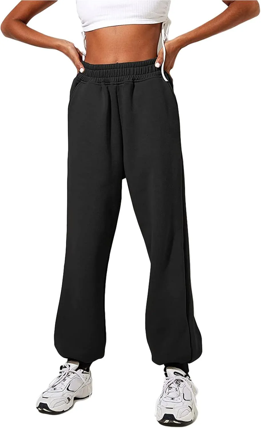 Women's Joggers Sweatpants High Waist Sporty Gym Athletic Fit Jogger Pants Trousers with Pockets
