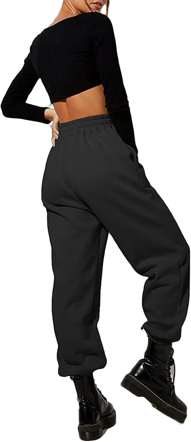 Women's Joggers Sweatpants High Waist Sporty Gym Athletic Fit Jogger Pants Trousers with Pockets