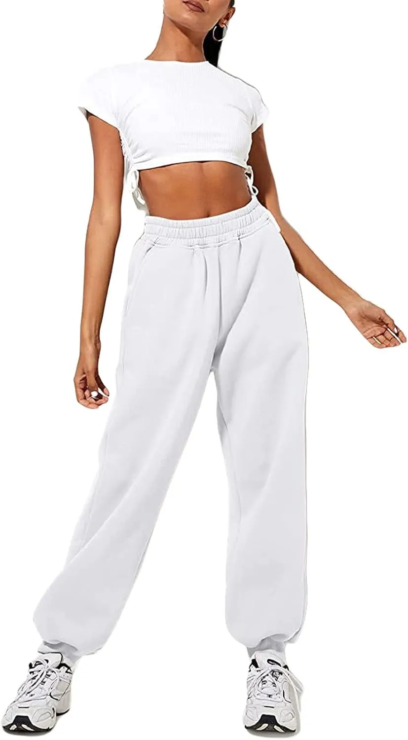 Women's Joggers Sweatpants High Waist Sporty Gym Athletic Fit Jogger Pants Trousers with Pockets