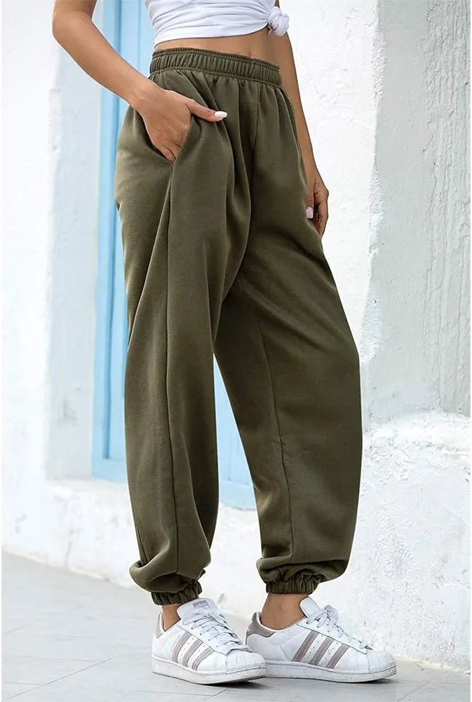 Women's Joggers Sweatpants High Waist Sporty Gym Athletic Fit Jogger Pants Trousers with Pockets