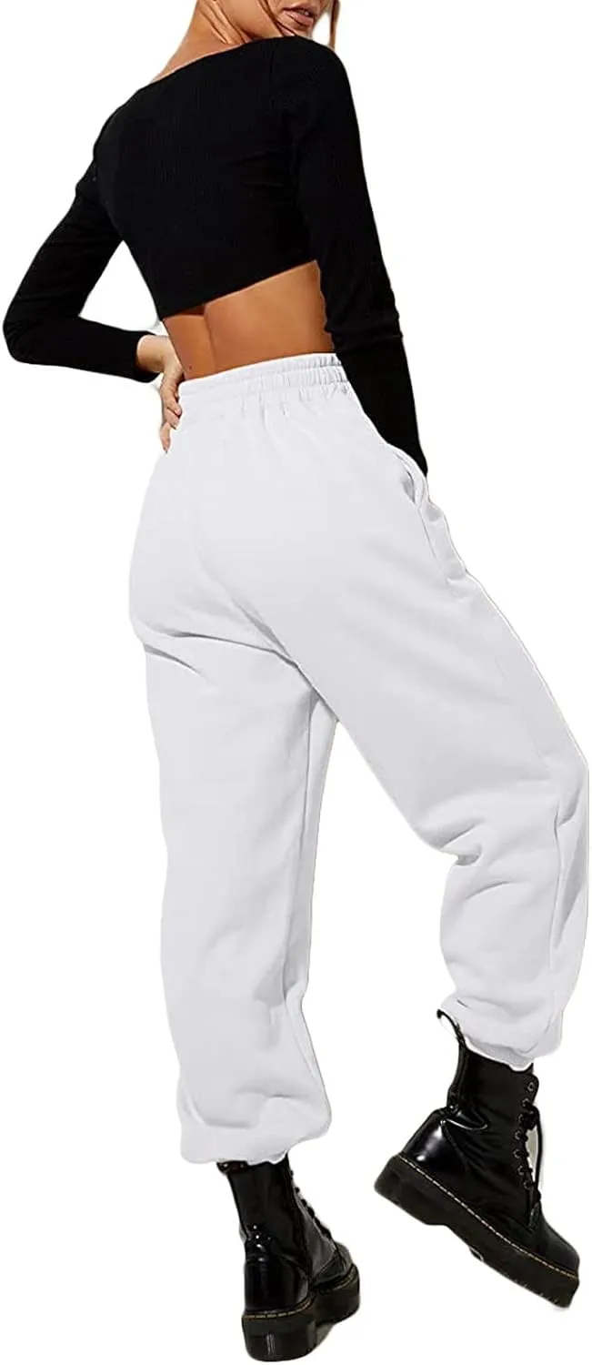 Women's Joggers Sweatpants High Waist Sporty Gym Athletic Fit Jogger Pants Trousers with Pockets