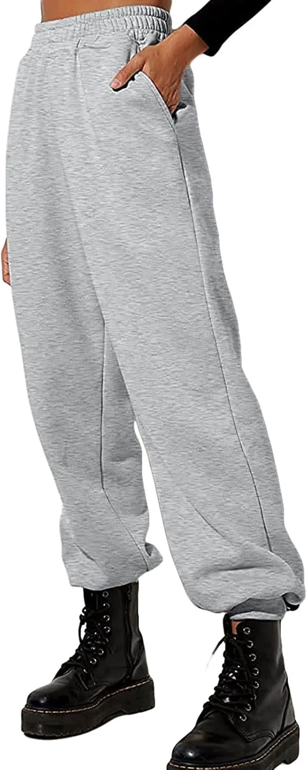 Women's Joggers Sweatpants High Waist Sporty Gym Athletic Fit Jogger Pants Trousers with Pockets