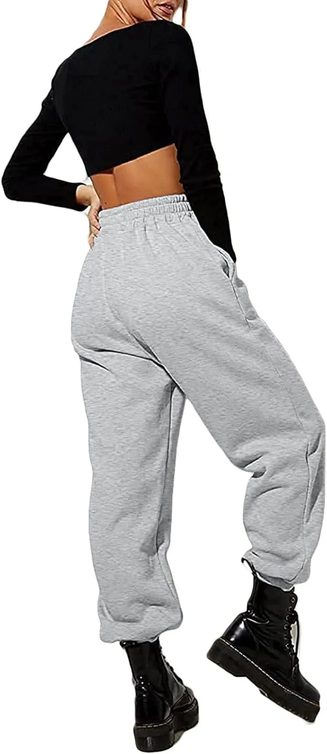 Women's Joggers Sweatpants High Waist Sporty Gym Athletic Fit Jogger Pants Trousers with Pockets