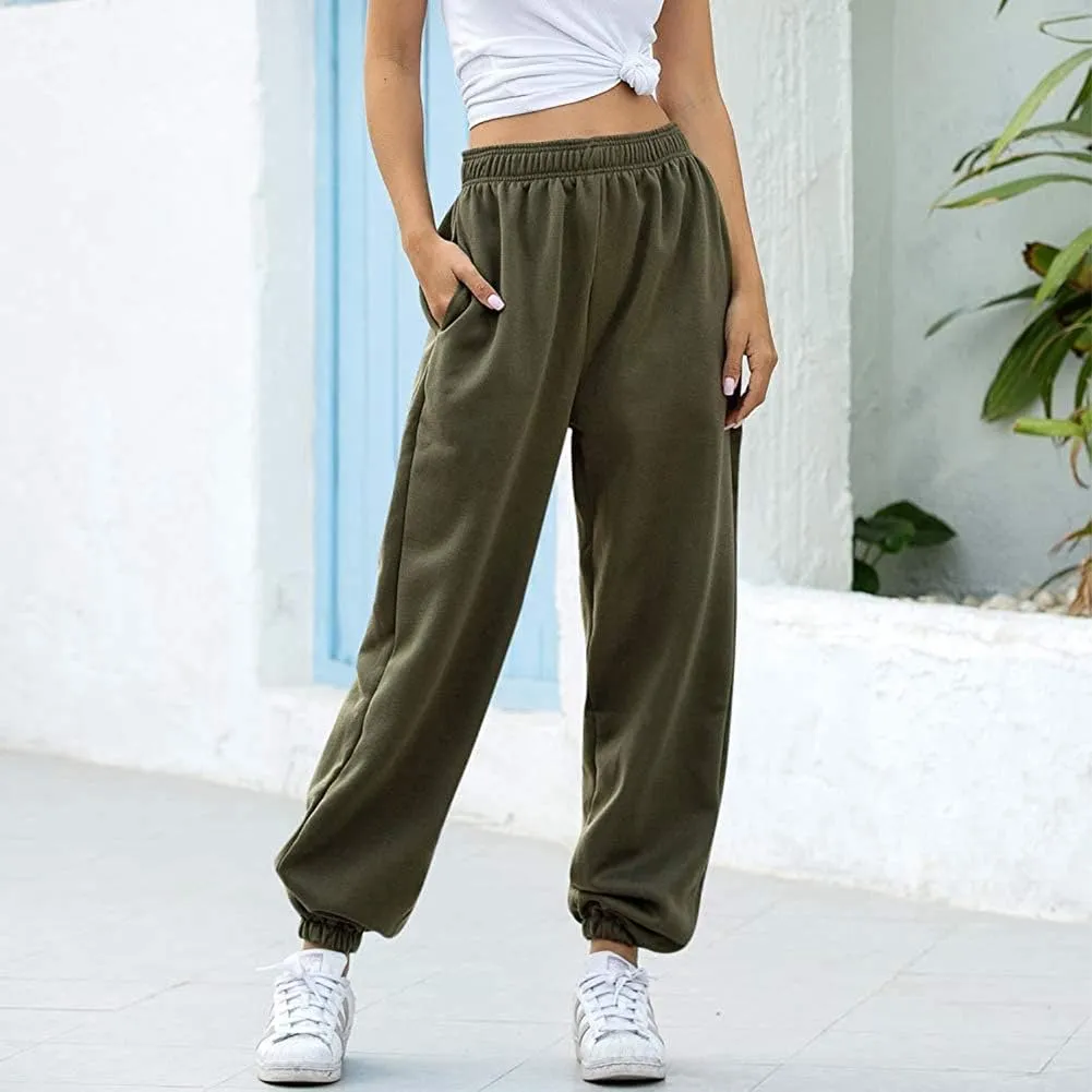 Women's Joggers Sweatpants High Waist Sporty Gym Athletic Fit Jogger Pants Trousers with Pockets
