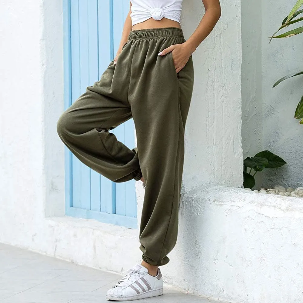 Women's Joggers Sweatpants High Waist Sporty Gym Athletic Fit Jogger Pants Trousers with Pockets