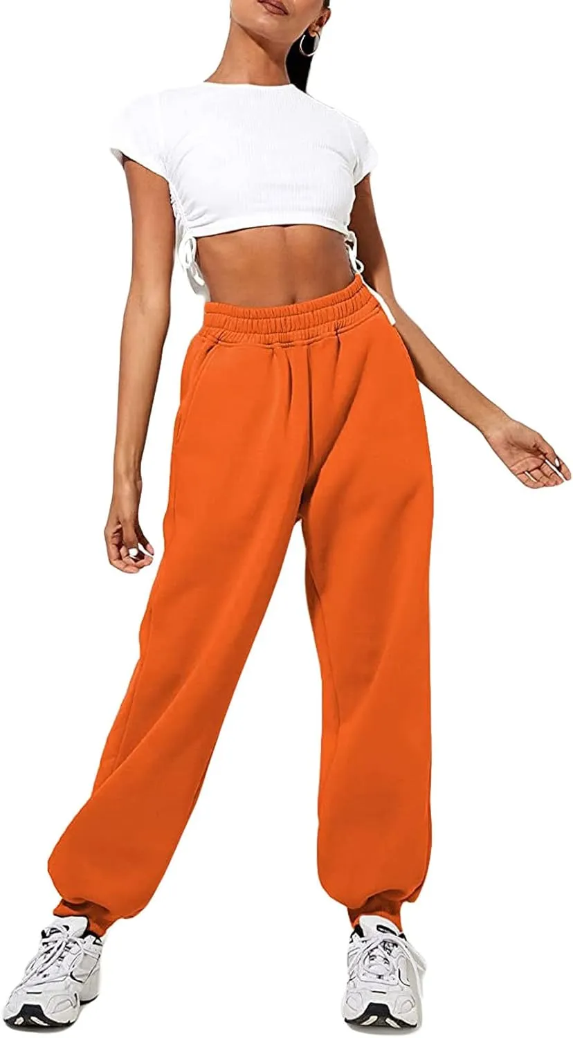 Women's Joggers Sweatpants High Waist Sporty Gym Athletic Fit Jogger Pants Trousers with Pockets
