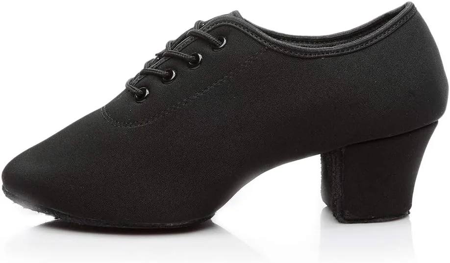 Women's lace-up Latin Dance Shoes Ballroom Modern Jazz Dance Practice Performance Shoes with Closed Toes,Model NJB