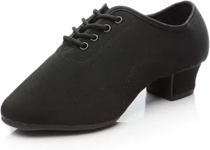 Women's lace-up Latin Dance Shoes Ballroom Modern Jazz Dance Practice Performance Shoes with Closed Toes,Model NJB