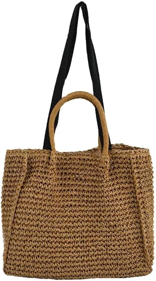 Women's Large Straw Beach Handbags Tote Bags for Summer Soft Woven Crossbody Shoulder Purse Perfect for Travel Vacation