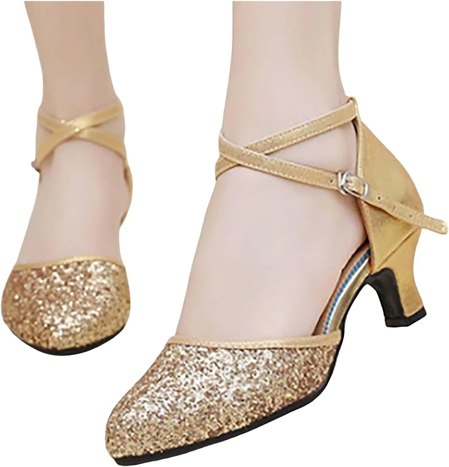 Womens Latin Dance Shoes Sparkle Comfortable Closed Toe Ballroom Salsa Tango Practice Performence Party Dancing Shoes