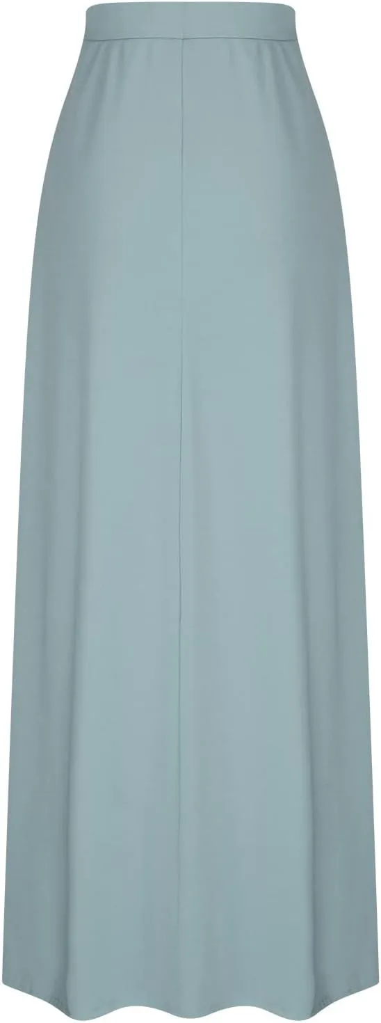 Womens Maxi Skirt High Haisted Jersey Skirts Lace Up Long Skirt Plus Size Summer Skirt Ankle Length Skirt with Pocket