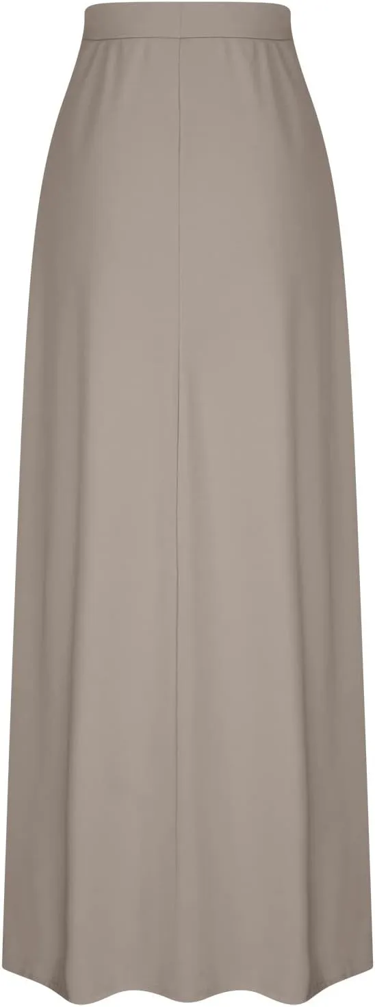 Womens Maxi Skirt High Haisted Jersey Skirts Lace Up Long Skirt Plus Size Summer Skirt Ankle Length Skirt with Pocket