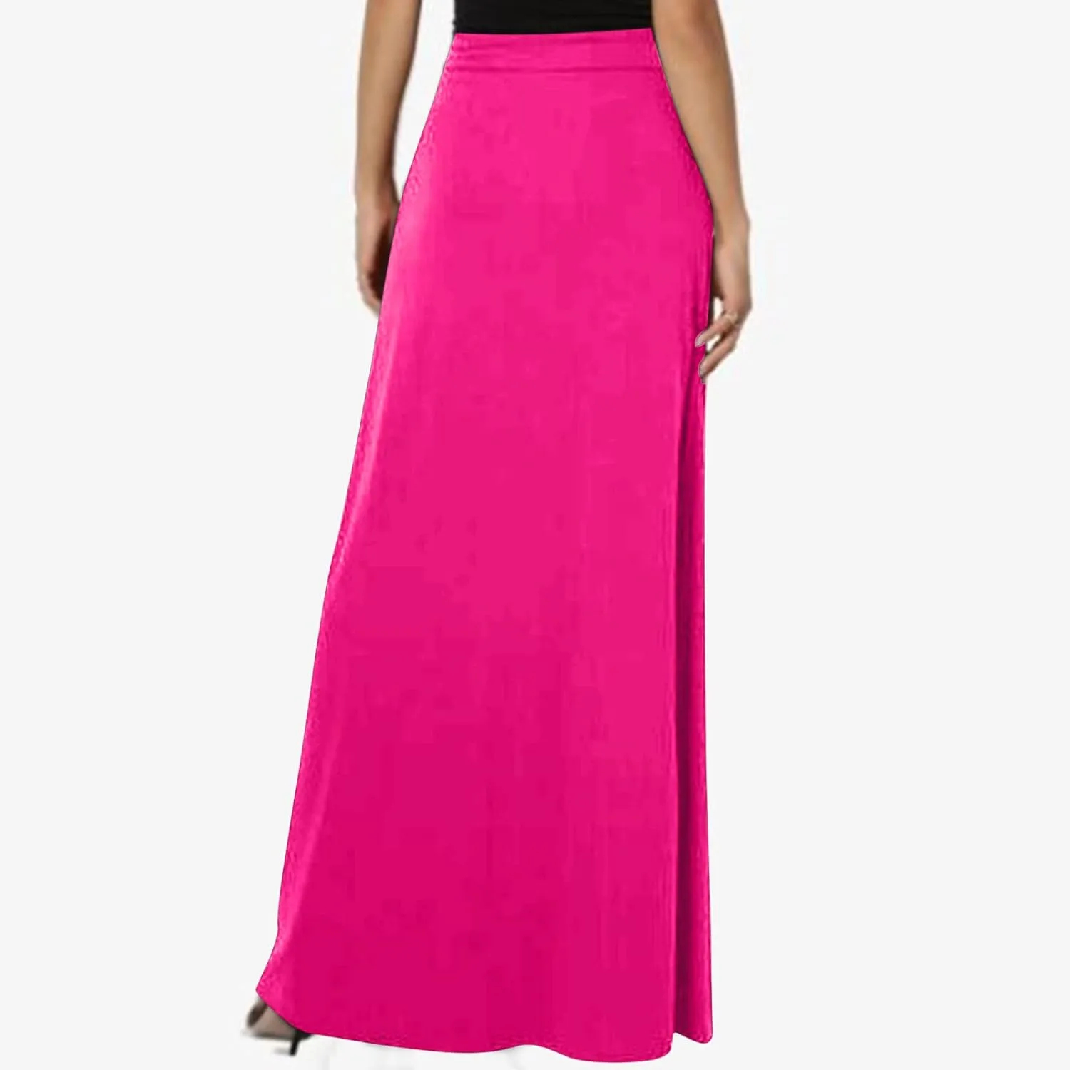 Womens Maxi Skirt High Haisted Jersey Skirts Lace Up Long Skirt Plus Size Summer Skirt Ankle Length Skirt with Pocket