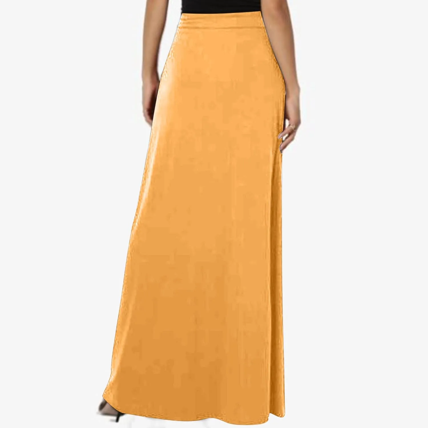Womens Maxi Skirt High Haisted Jersey Skirts Lace Up Long Skirt Plus Size Summer Skirt Ankle Length Skirt with Pocket