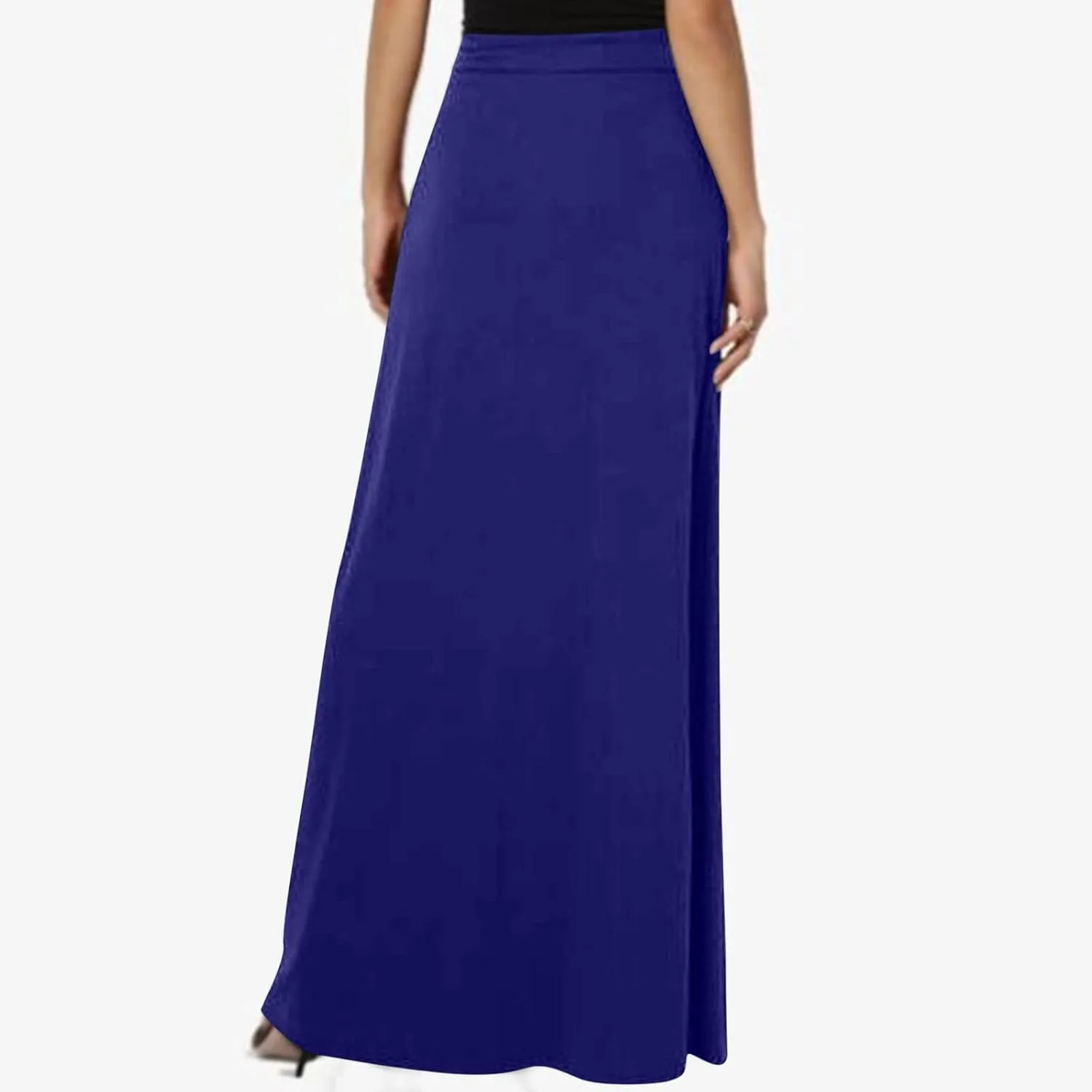 Womens Maxi Skirt High Haisted Jersey Skirts Lace Up Long Skirt Plus Size Summer Skirt Ankle Length Skirt with Pocket