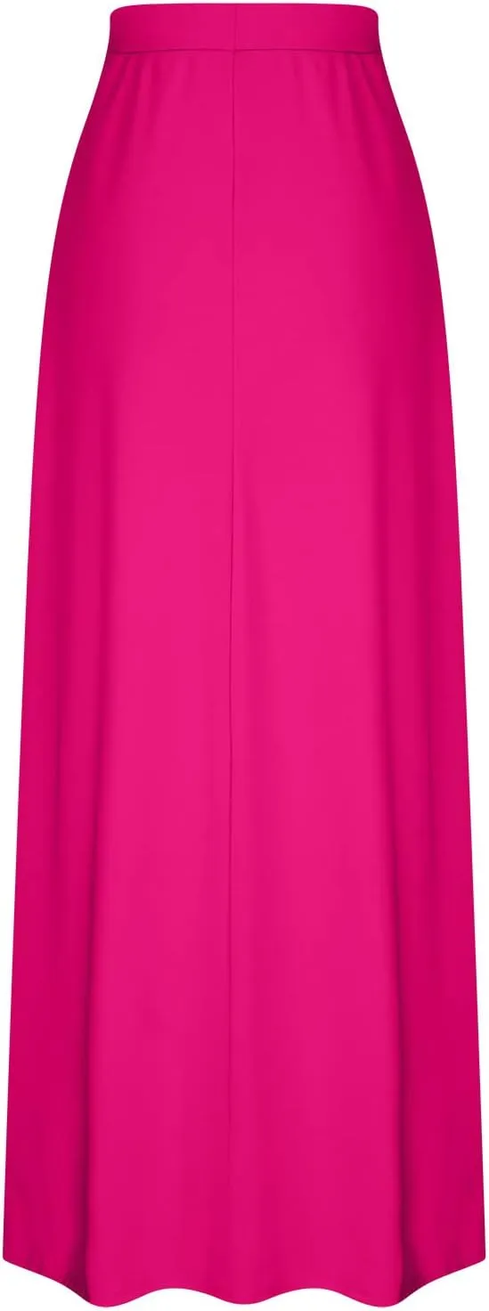 Womens Maxi Skirt High Haisted Jersey Skirts Lace Up Long Skirt Plus Size Summer Skirt Ankle Length Skirt with Pocket