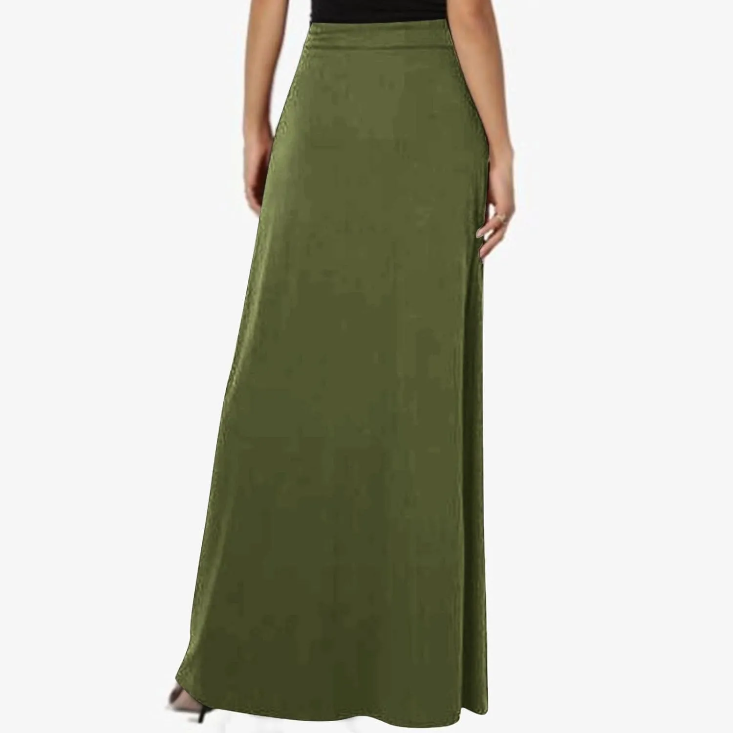 Womens Maxi Skirt High Haisted Jersey Skirts Lace Up Long Skirt Plus Size Summer Skirt Ankle Length Skirt with Pocket
