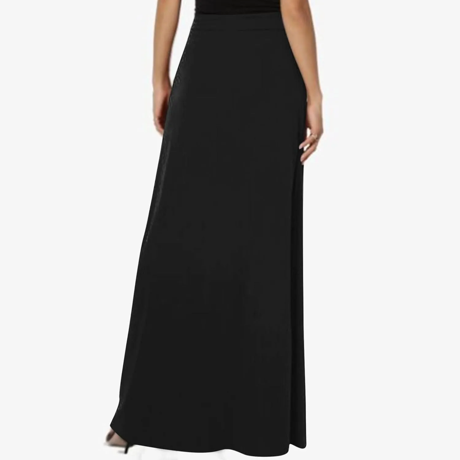 Womens Maxi Skirt High Haisted Jersey Skirts Lace Up Long Skirt Plus Size Summer Skirt Ankle Length Skirt with Pocket