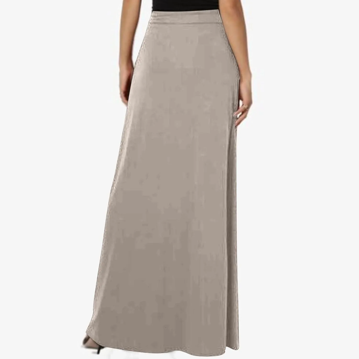 Womens Maxi Skirt High Haisted Jersey Skirts Lace Up Long Skirt Plus Size Summer Skirt Ankle Length Skirt with Pocket