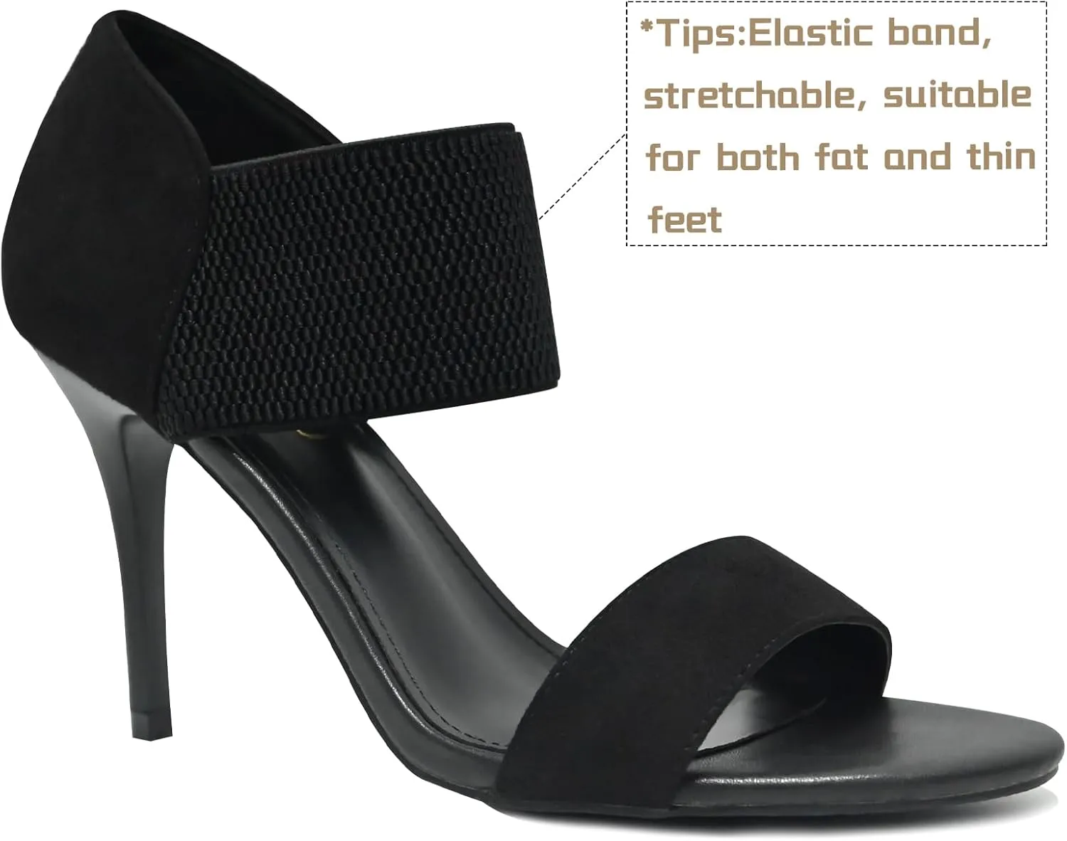 Women's Open Toe High Heels 3.5IN Stiletto Heeled Sandals Sexy Elastic Band Ankle Booty Heeled Sandal Shoes for Daily,Work,Evening Party
