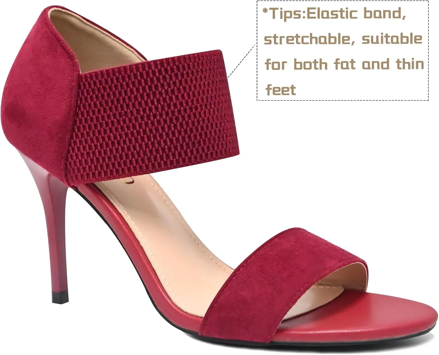 Women's Open Toe High Heels 3.5IN Stiletto Heeled Sandals Sexy Elastic Band Ankle Booty Heeled Sandal Shoes for Daily,Work,Evening Party