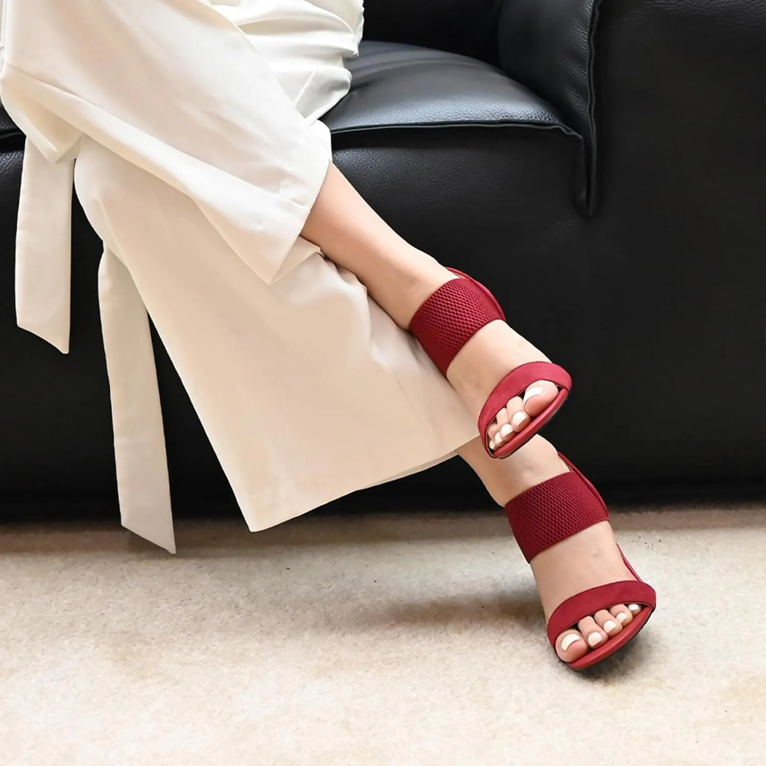 Women's Open Toe High Heels 3.5IN Stiletto Heeled Sandals Sexy Elastic Band Ankle Booty Heeled Sandal Shoes for Daily,Work,Evening Party