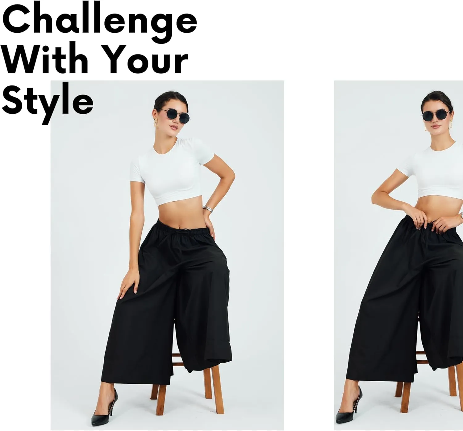 Womens Pants | Elastic Waist Comfortable Fit High-Rise Pocketed Daily Trousers | Casual and Sporty Wear