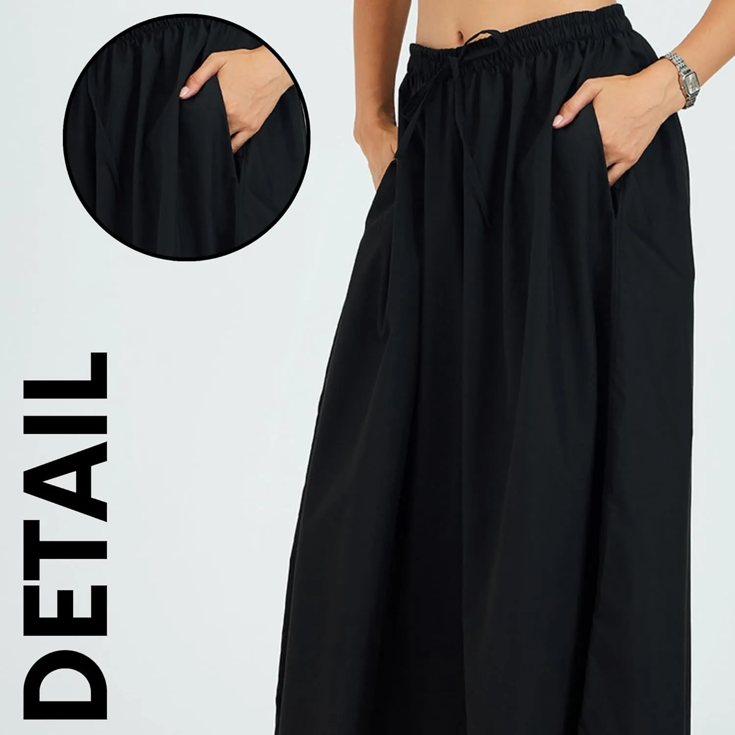Womens Pants | Elastic Waist Comfortable Fit High-Rise Pocketed Daily Trousers | Casual and Sporty Wear