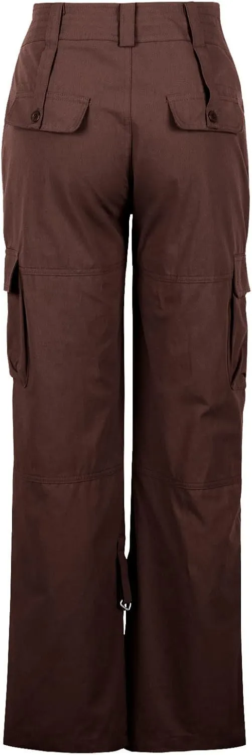 Women's Parachute Cargo Pants Y2K Trendy Teen Girls Baggy Wide Leg Hiking Pant Stretch Waist Casual Outdoor Trousers