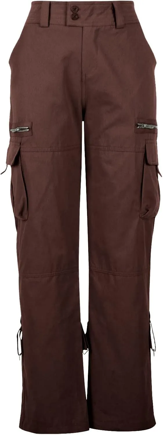 Women's Parachute Cargo Pants Y2K Trendy Teen Girls Baggy Wide Leg Hiking Pant Stretch Waist Casual Outdoor Trousers
