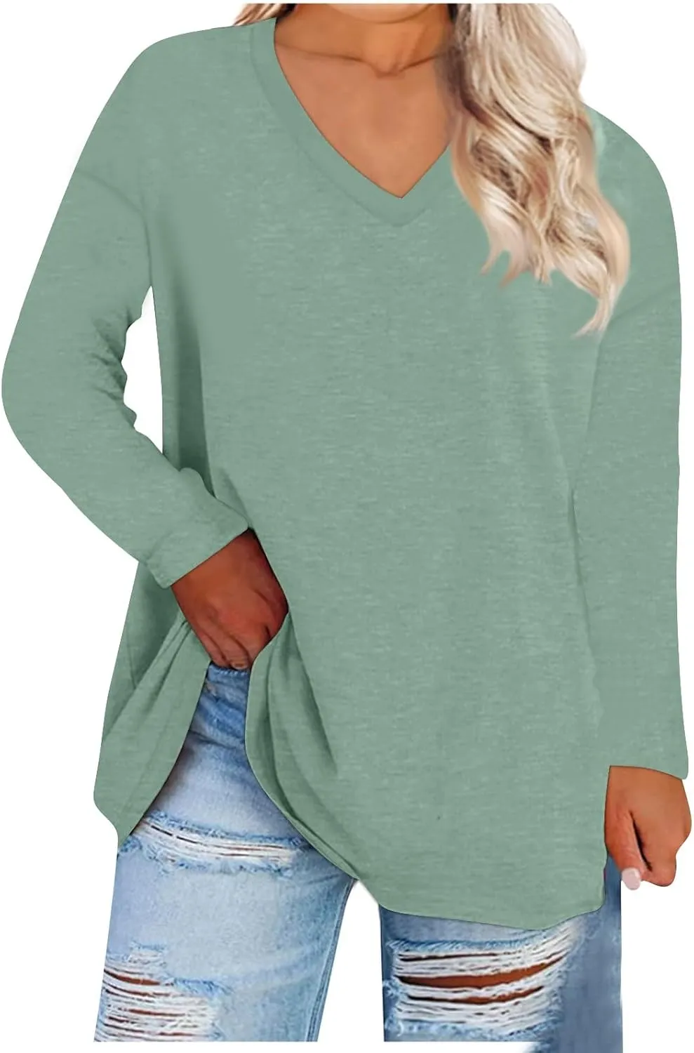 Womens Plus Size Tops Fall Striped Tunic Graphic Western Shirts Long Sleeve Vneck Work Tops Winter Cotton Sweatshirts