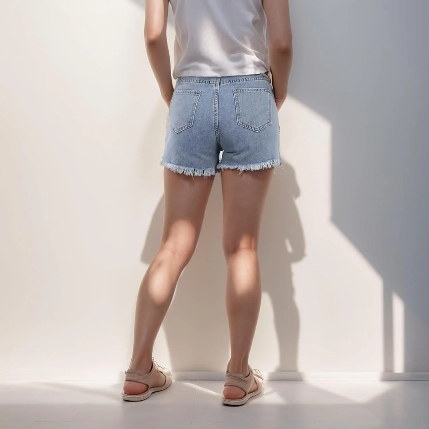 Women's Sexy Cut Off Shorts Tassel Chain Shiny High Waisted Jean Shorts Streetwear Frayed Party Rave Active Short