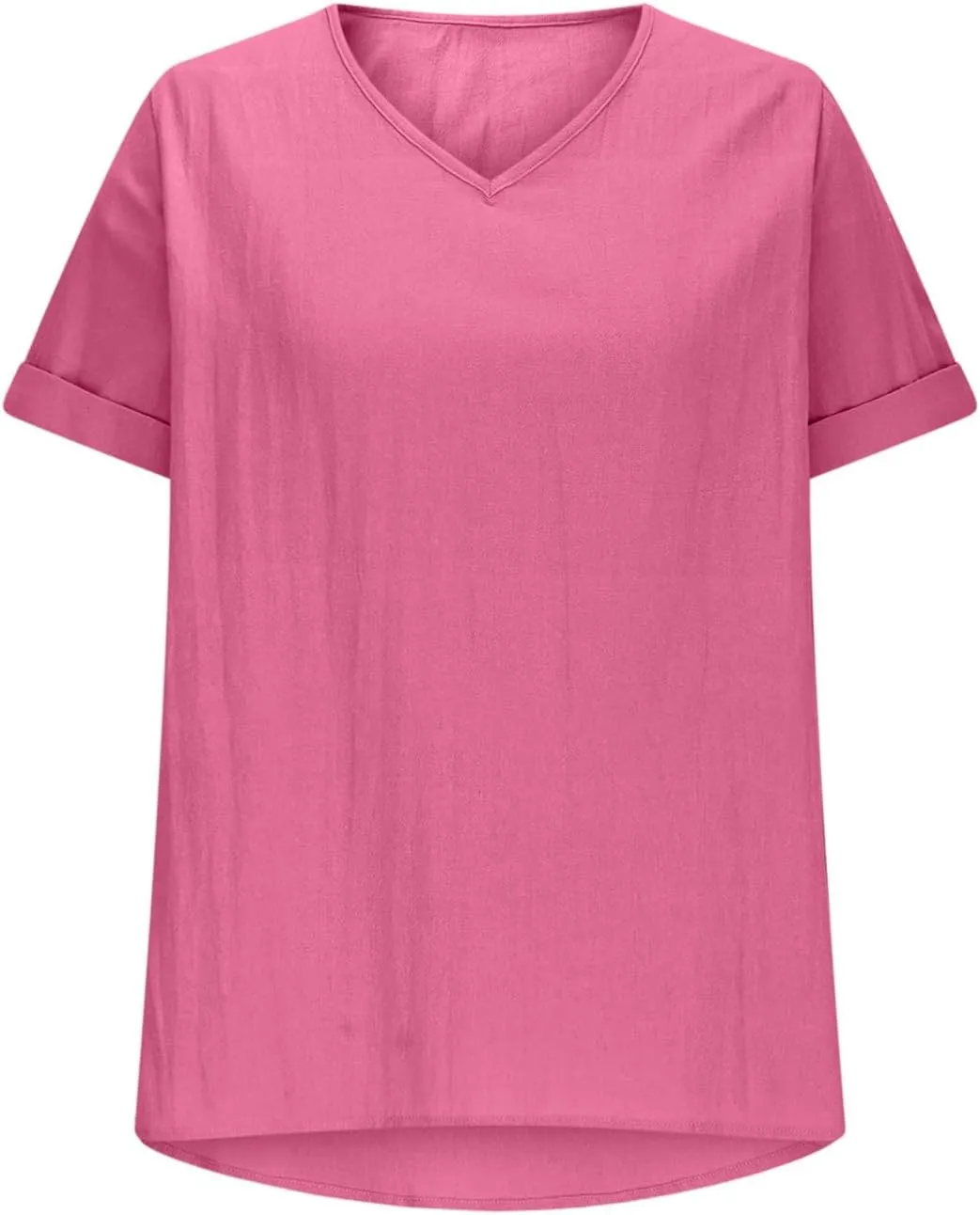 Womens Short Sleeve Cotton Linen Shirts Causal V-Neck Batwing Oversized T-Shirt Loose Summer Tops Blouse