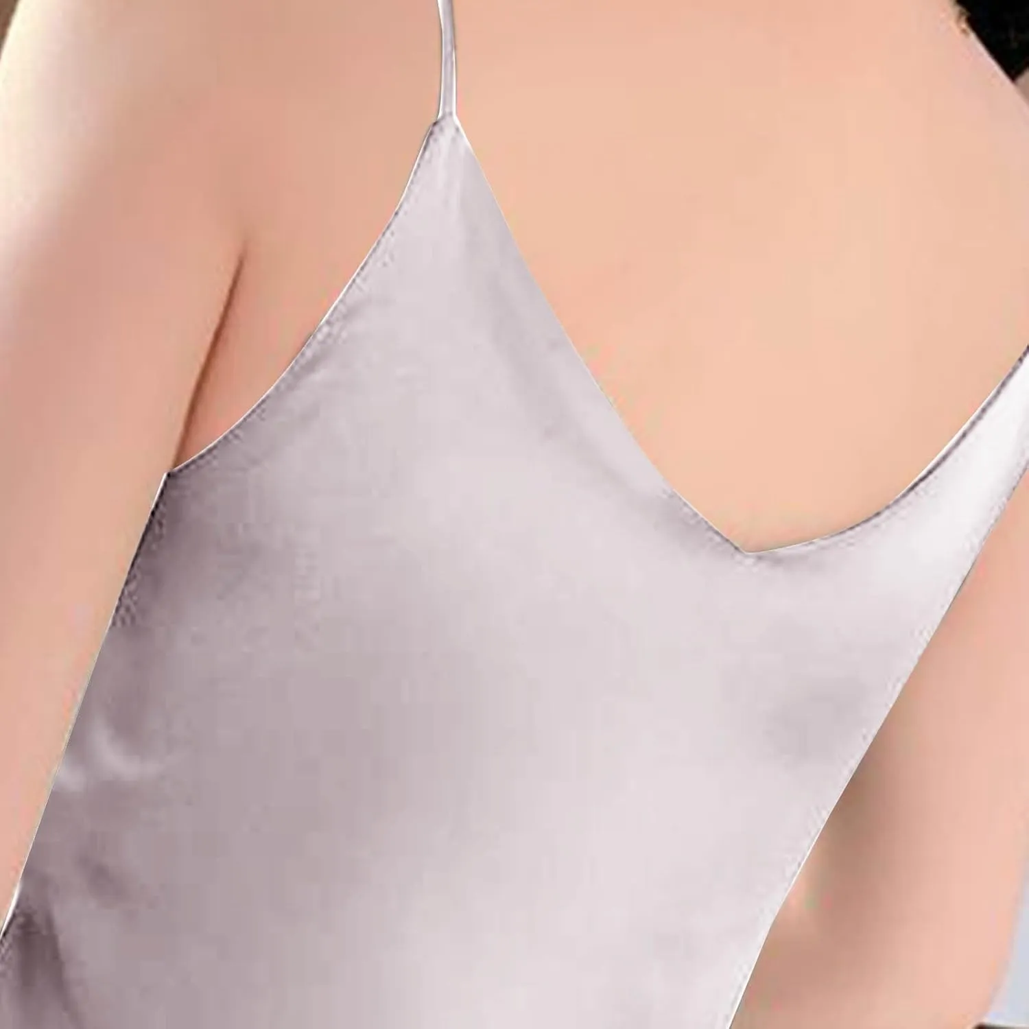 Womens Silk Satin Tank Tops V Neck Camisole Spaghetti Strap Y2k Dressy Shirts Summer Casual Going Out Basic Blouse