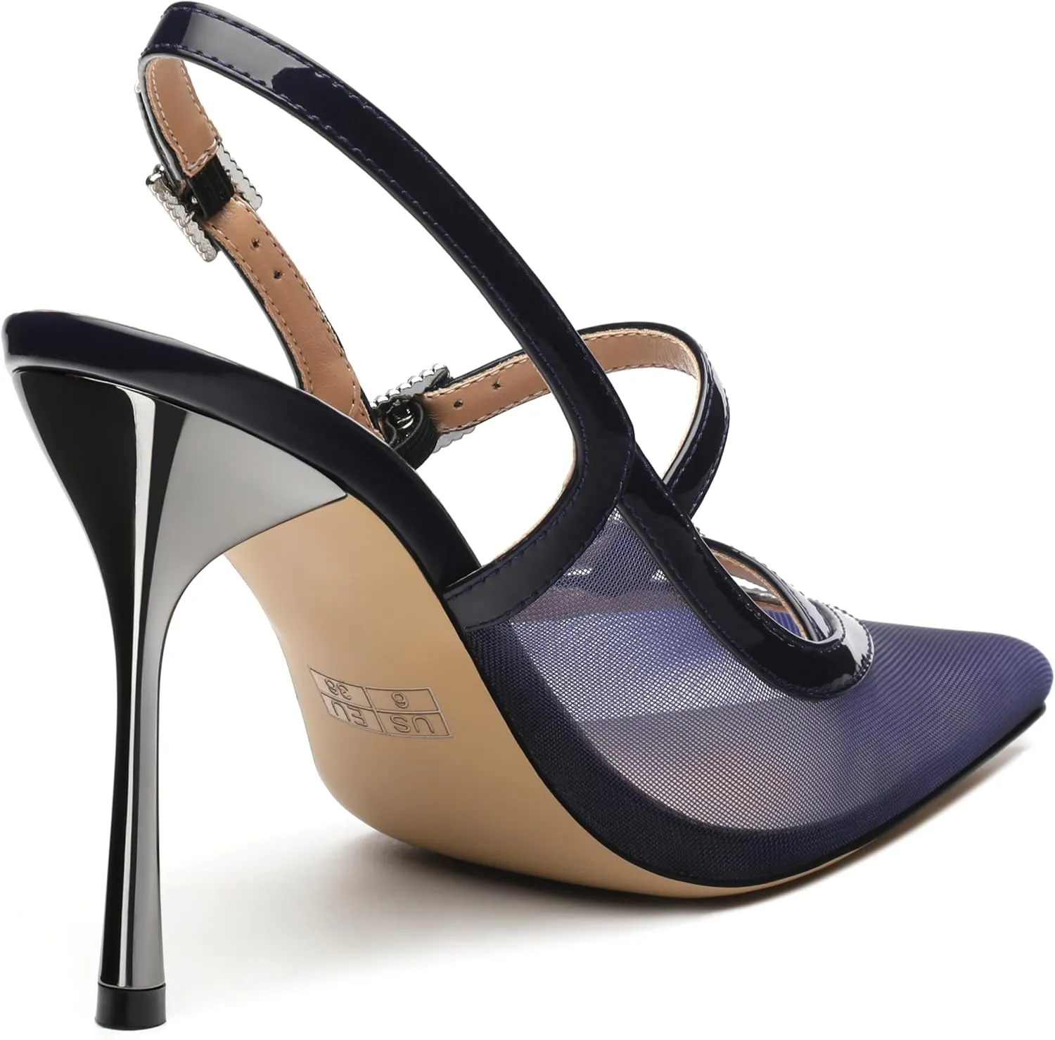 Womens Slingback Heels for Women Pointed Toe Closed Porosity Mesh Pumps Slip on Heeled Sandals Party Work Dress Shoes 3.5 Inch