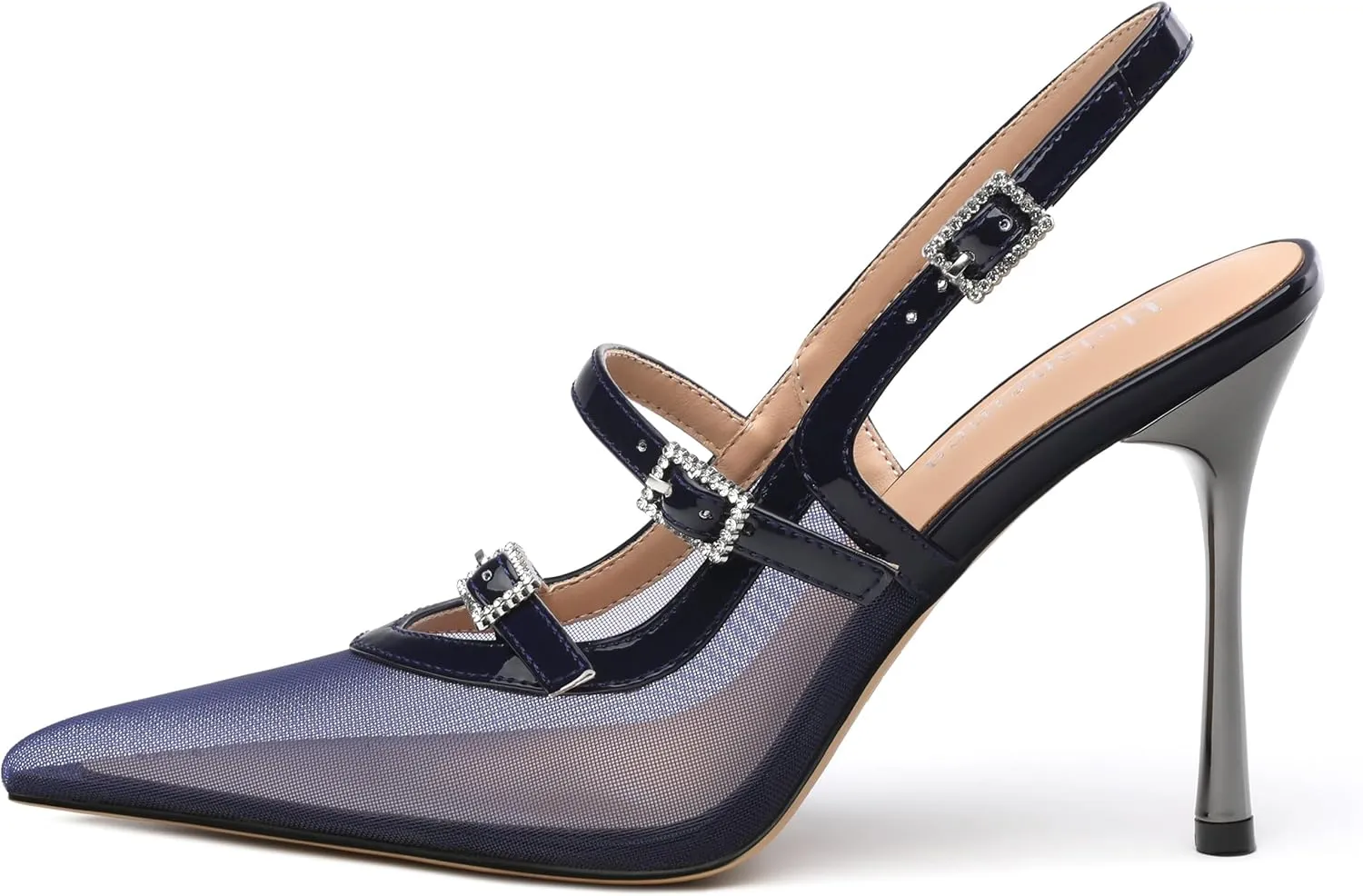 Womens Slingback Heels for Women Pointed Toe Closed Porosity Mesh Pumps Slip on Heeled Sandals Party Work Dress Shoes 3.5 Inch