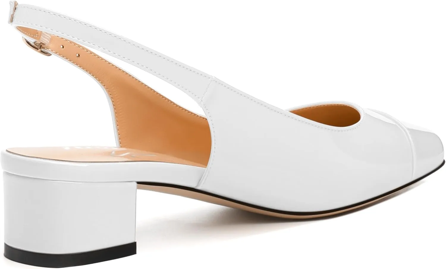 Women's Slingback Pumps, Low Chunky Heels Square Toe Pumps for Women, Block Heels Dress Shoes Closed Toe Comfortable Wedding Work Pump Sandals