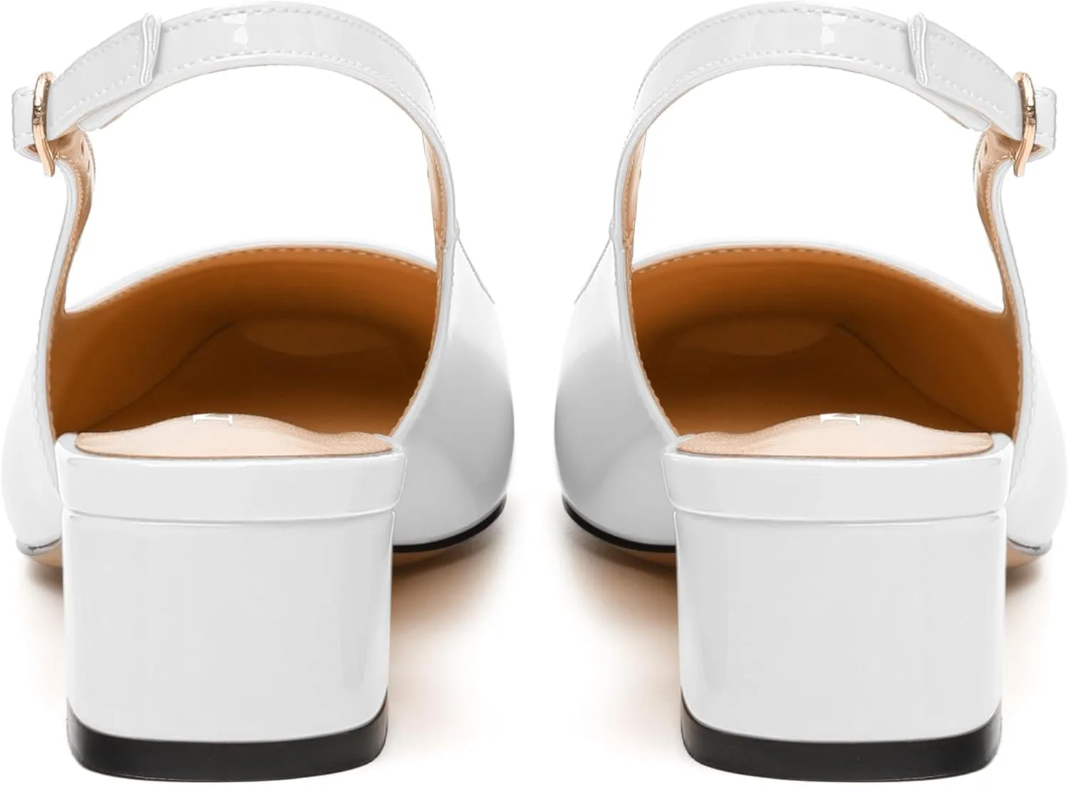 Women's Slingback Pumps, Low Chunky Heels Square Toe Pumps for Women, Block Heels Dress Shoes Closed Toe Comfortable Wedding Work Pump Sandals