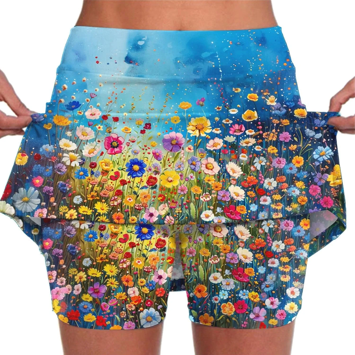 Women's Sports Skorts Floral Print Running Exercise Yoga Mini Skirt Workout Gym Athletic 2 in 1 Tennis Shorts Activewear 2024