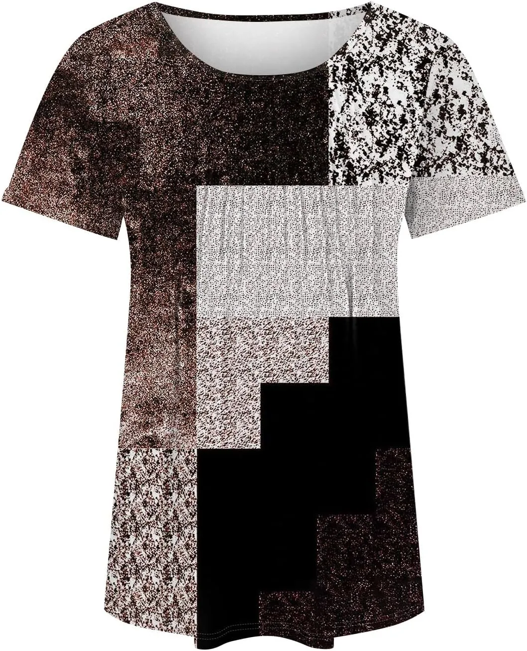 Womens Summer Tops Short Sleeve Shirts Crewneck Pleated Blouses Casual Tunics Clothing Trendy Tees