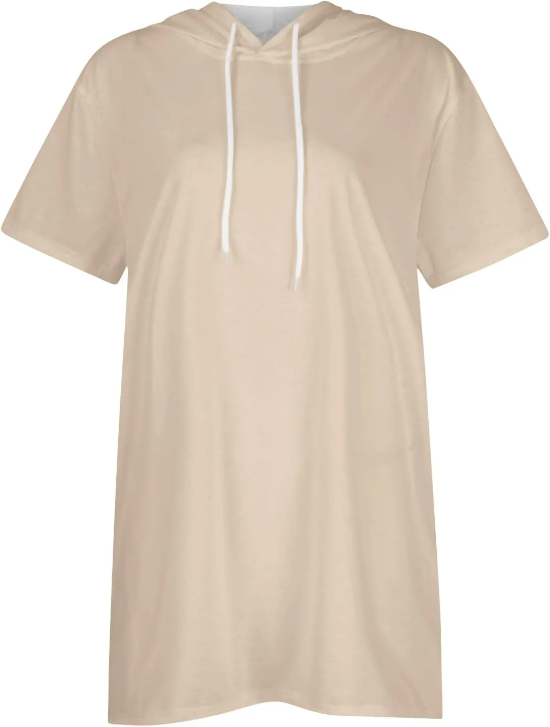 Womens Tunics to Wear with Leggings Oversized Outdoor Sports Hoodies Summer Short Sleeve Hooded Tshirts with Pockets