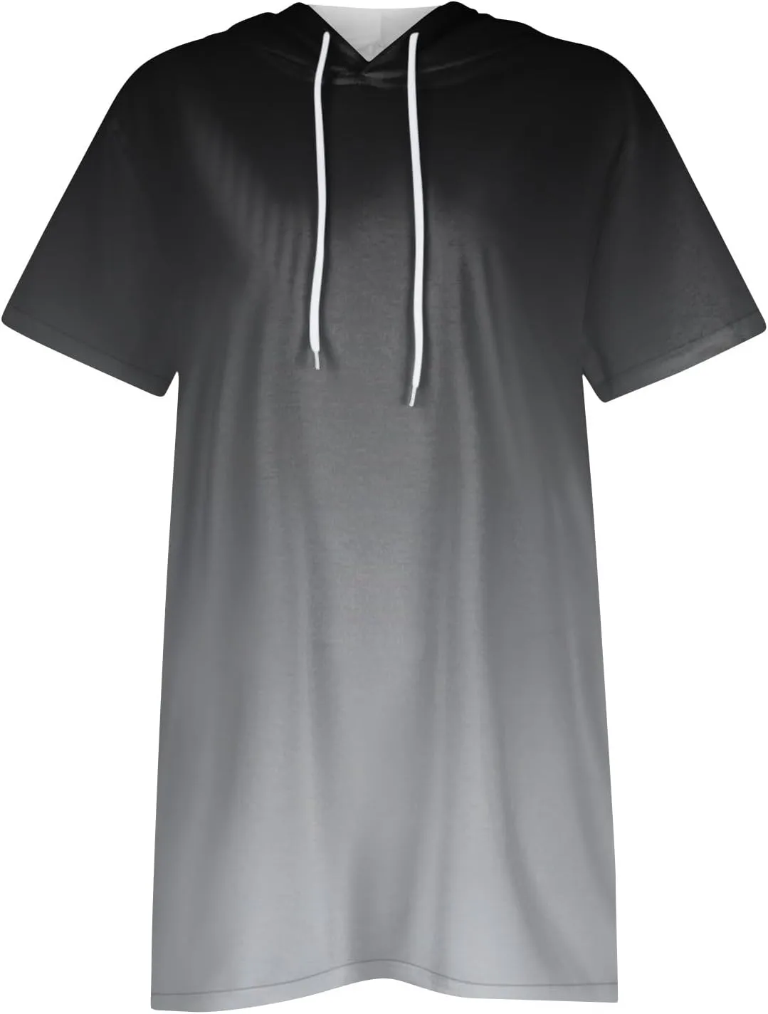Womens Tunics to Wear with Leggings Oversized Outdoor Sports Hoodies Summer Short Sleeve Hooded Tshirts with Pockets