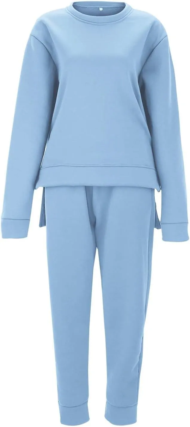 Women's Two Piece Tracksuit Fall Long Sleeve V Neck Althteic Outfit Hoodie Sweatshirt Long Pants Outfits