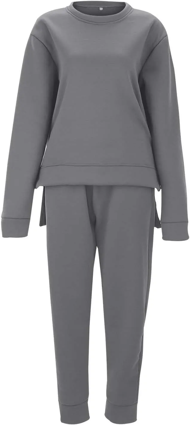 Women's Two Piece Tracksuit Fall Long Sleeve V Neck Althteic Outfit Hoodie Sweatshirt Long Pants Outfits