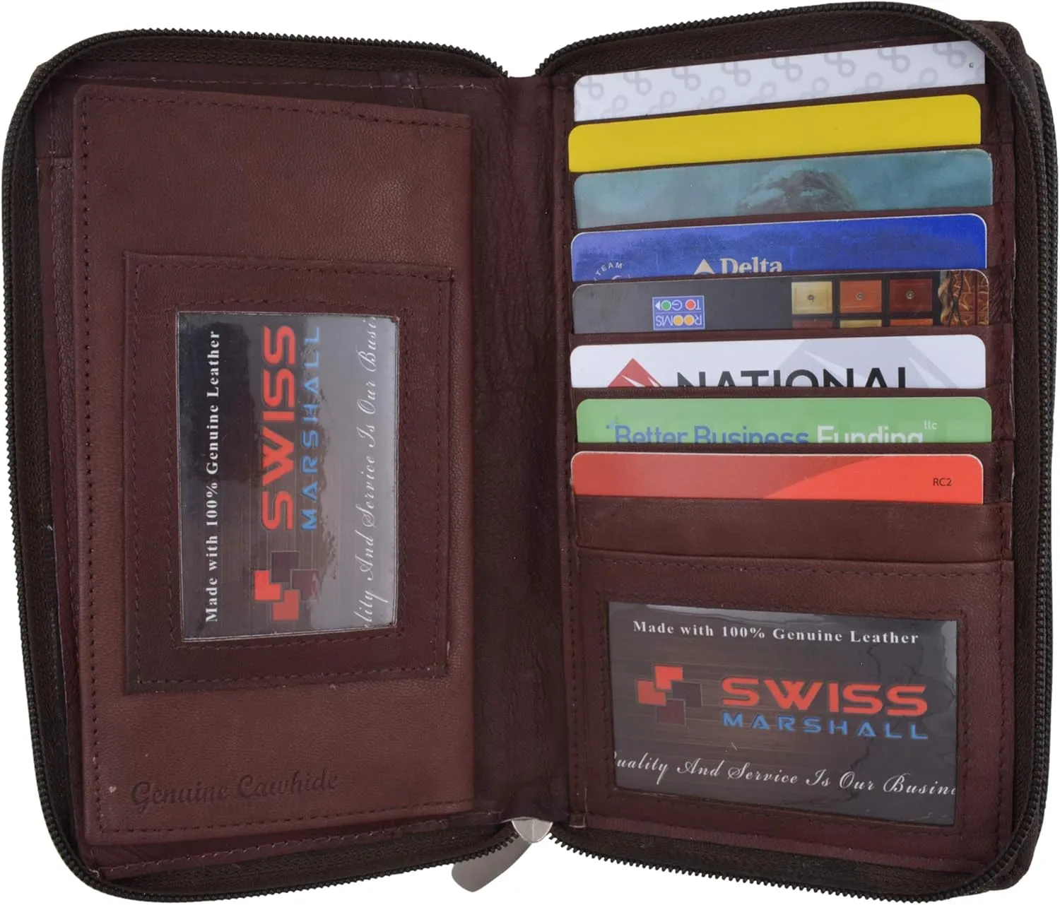 Womens Wallet Genuine Leather Double Zip Around Phone Clutch Large Travel Purse Ladies Wallet