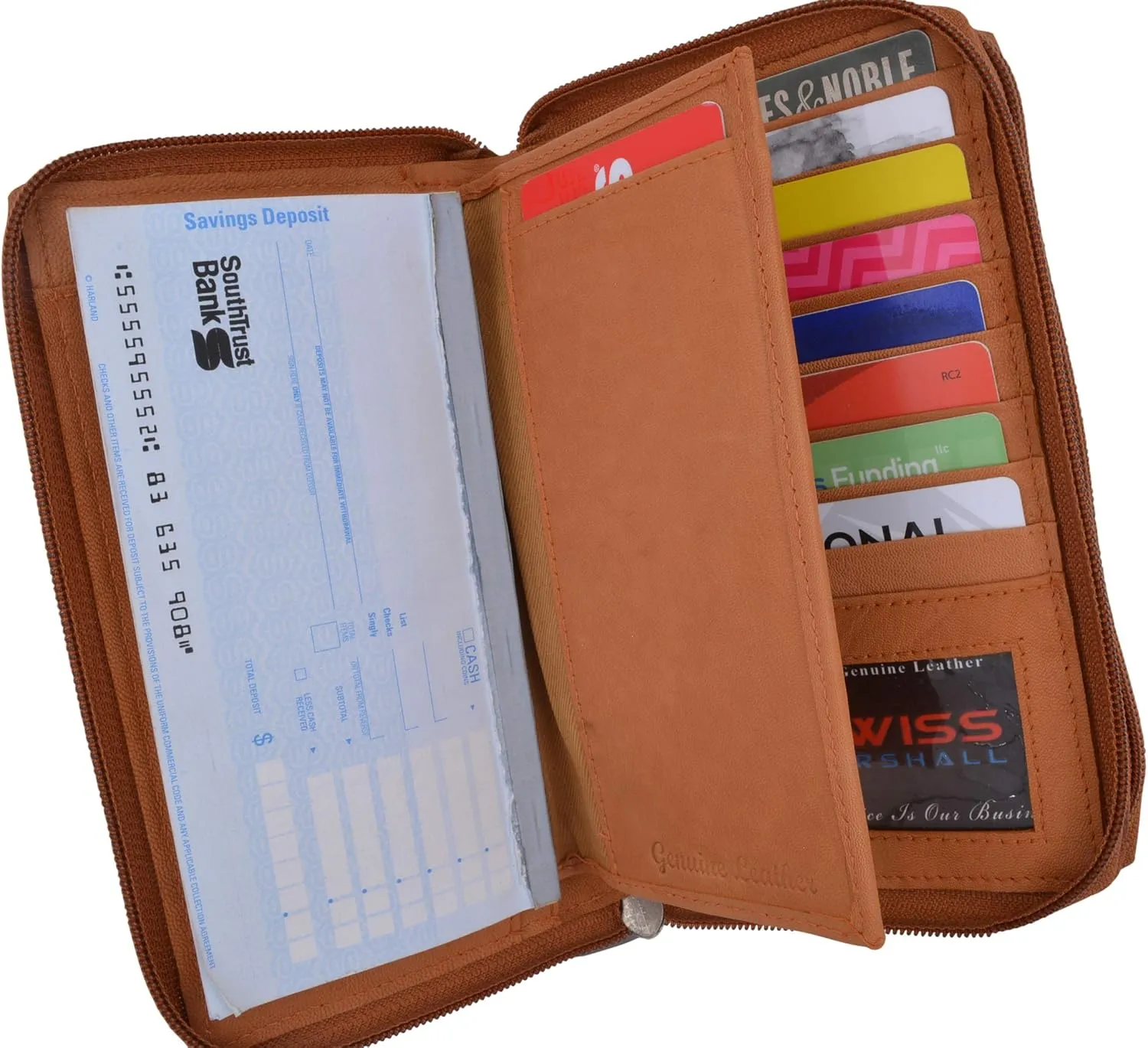 Womens Wallet Genuine Leather Double Zip Around Phone Clutch Large Travel Purse Ladies Wallet