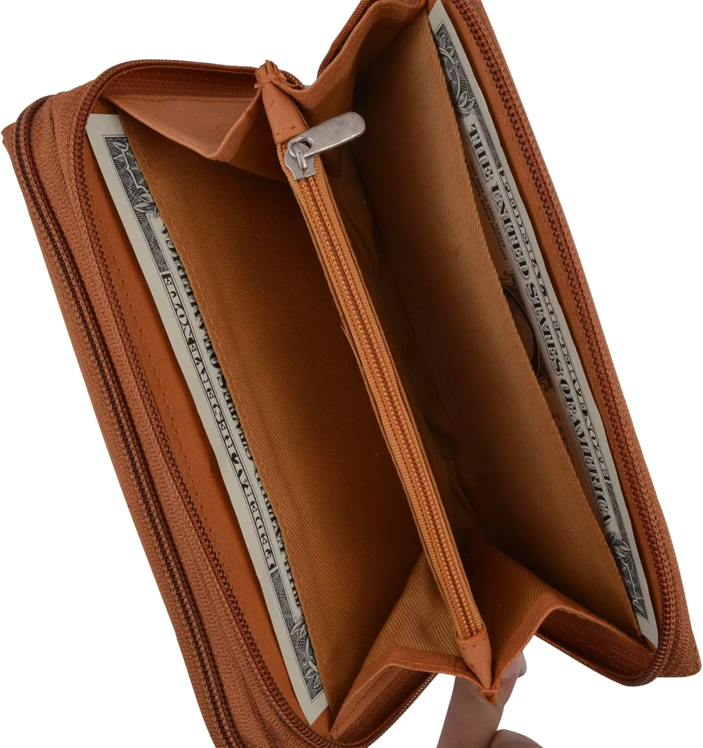 Womens Wallet Genuine Leather Double Zip Around Phone Clutch Large Travel Purse Ladies Wallet