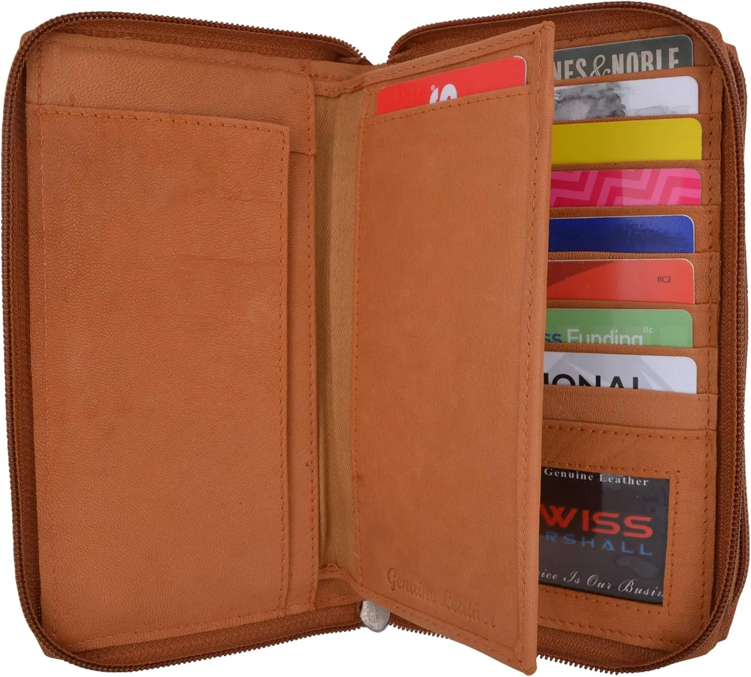 Womens Wallet Genuine Leather Double Zip Around Phone Clutch Large Travel Purse Ladies Wallet