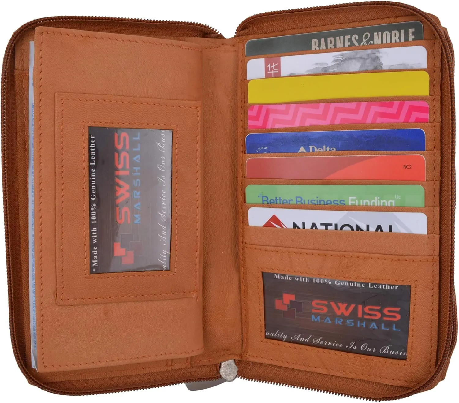 Womens Wallet Genuine Leather Double Zip Around Phone Clutch Large Travel Purse Ladies Wallet